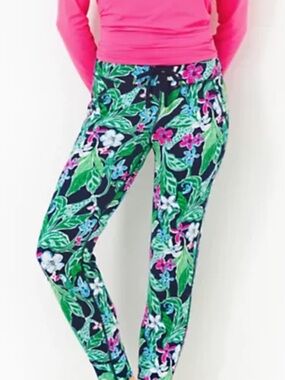 Lilly Pulitzer Navy Leggings with Pink, Green & Blue Floral Print